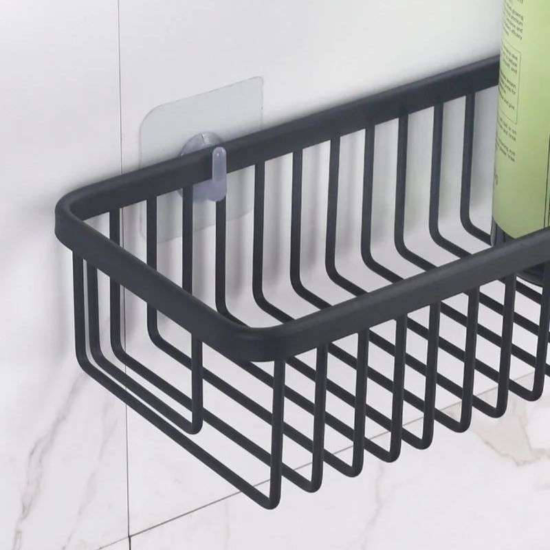 Aluminum Bathroom Storage Basket White/Black Free Nail Toilet Shower Storage Shelf Wall Hanging Bathroom Shelf