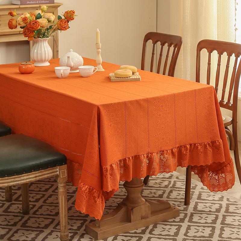 New Light Luxury Retro Lace Tablecloth Dustproof Heat Insulation Beautification Dining Table Cloth Coffee Table Cover