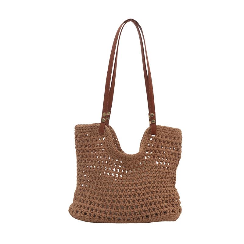 One Shoulder Seaside Vacation Beach Bag Large Capacity Bag Women's 2025 New Woven Straw Commuter Tote Bag