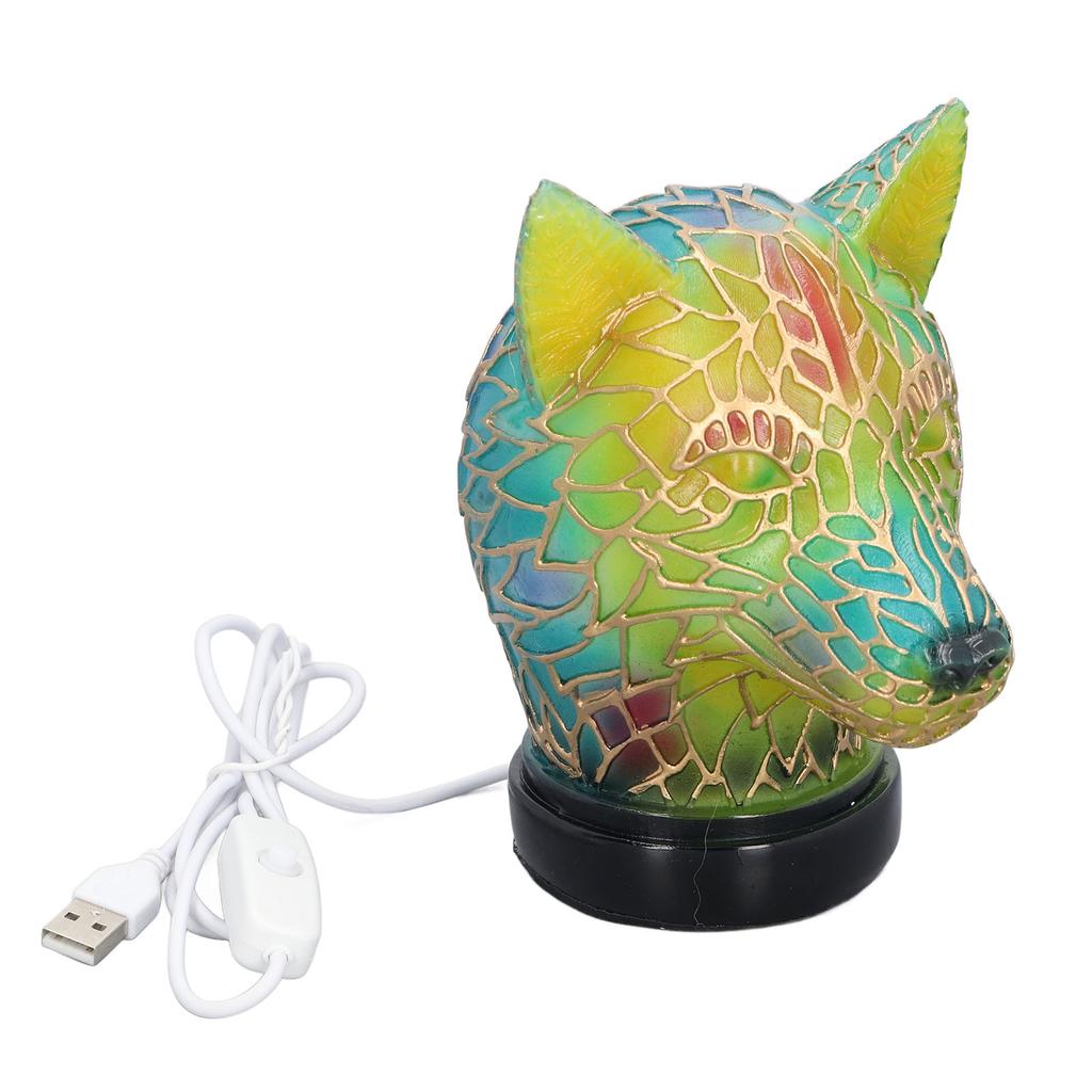 Animal Desk Lamp Wolf Shape Resin Vintage USB 5V LED Night Light for Home Bedroom Office Decoration