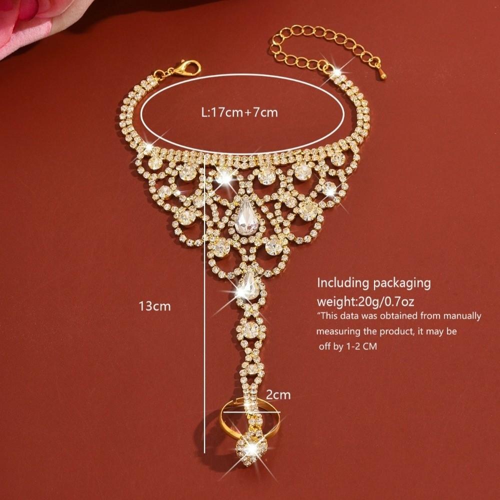 Temperament Trendy Rhinestone Hand Chain Elegant Back of Hand Jewelry Daily Versatile Hand Chain Exquisite Fashion