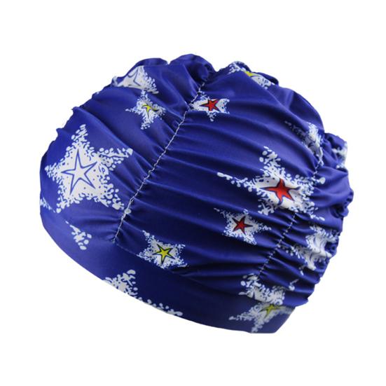 Cloth Swimming Pool Cap for Women, Breathable Colorful Ruffle Swim Cap, Elastic Ear Protection Short Long Hair Bathing Hat