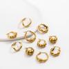 Vintage Gold Plated Stainless Steel Twist Circle Earrings for Women Creative Geometric Chain Textured Hoop Earrings Punk Zircon
