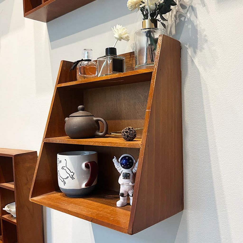 Desktop Sundries Organizer Vintage Multi Layer Wood Desktop Sundries Storage Shelf for Perfume Cosmetics