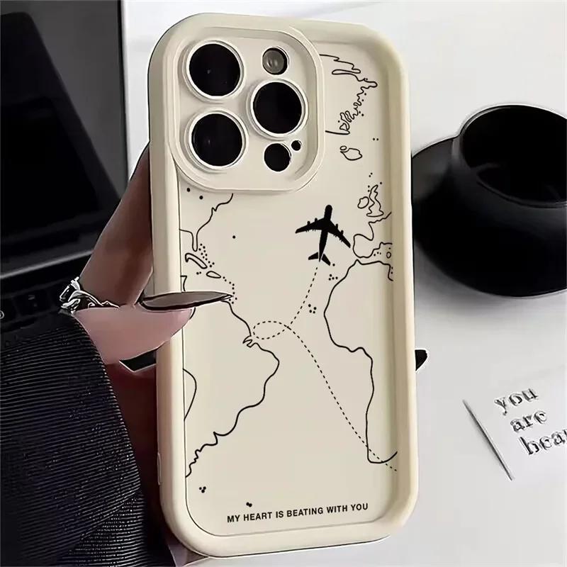 Travel-Inspired Airplane Route Case for Xiaomi Redmi Note 14 13 12 Pro Plus 5G 13 12S 12 11S 11 10 Redmi 13C 14C Anti-fall Cover