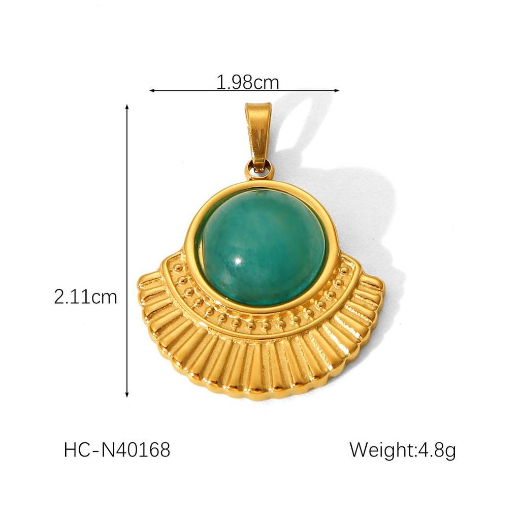 European & American Inspired Natural Stone Titanium Steel Pendant - Luxurious French Retro Stainless Steel DIY Jewelry Accessory