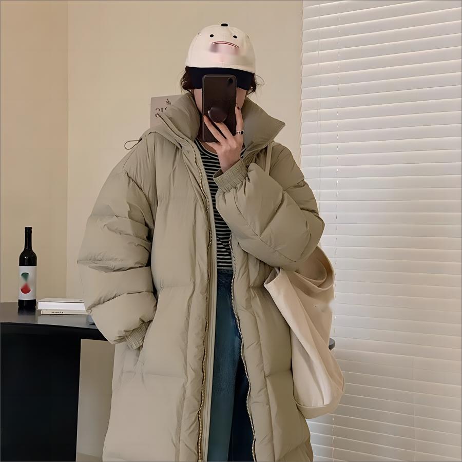 

Женский осенне-зимний длинный пуховик до колена с капюшоном высокого класса, свободный и утолщенный теплый пуховик S