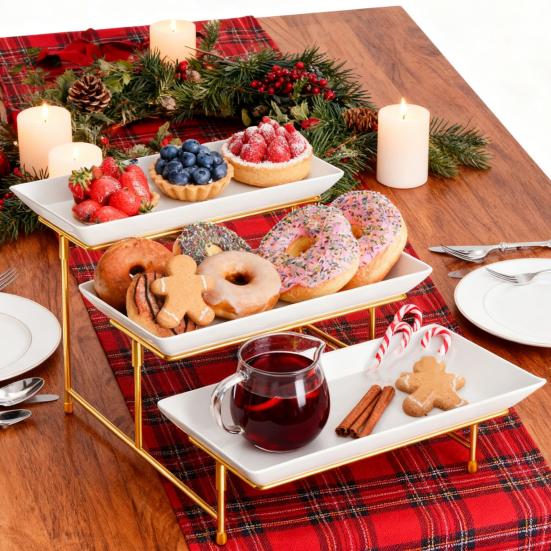 3-Tier Dessert Stand Fruits Pastries Appetizers Tray Elegant Display Rack for Buffet Tables Parties Modern Kitchen Organizer