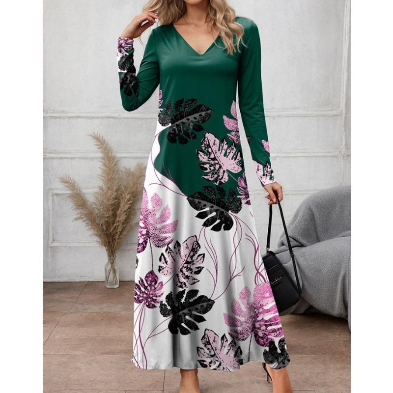 BITCED Fashion Autumn Winter Long Sleeve V-Neck Casual Dresses