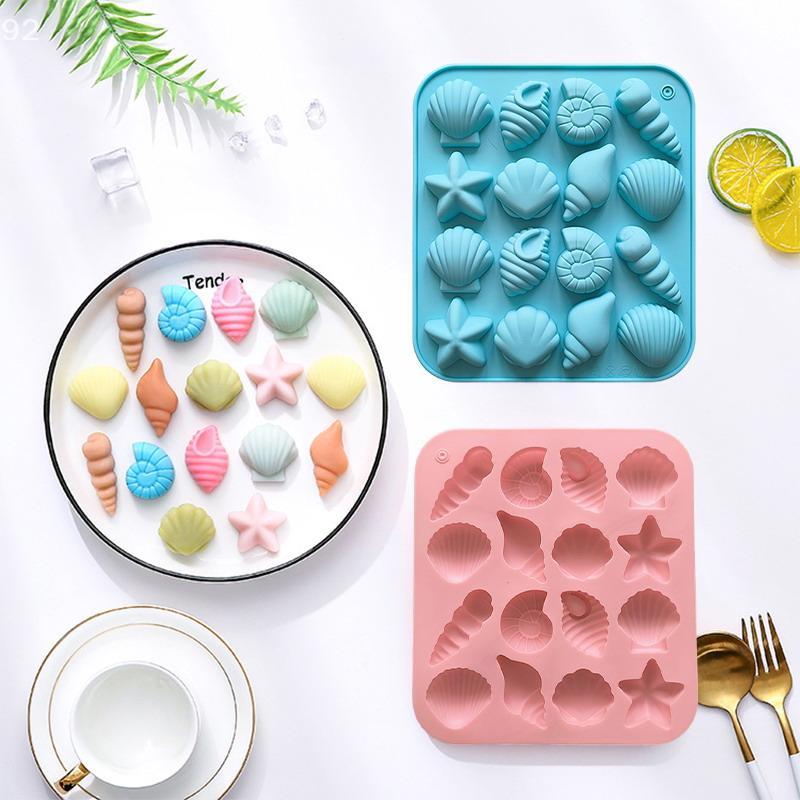 16 Dutých Silikonových Forem Mušle Hlemýžď Hvězdice Oceánská Silikonová Forma DIY Puding Ledová Mřížka Cukroví Čokoláda Dortová Pečicí Forma