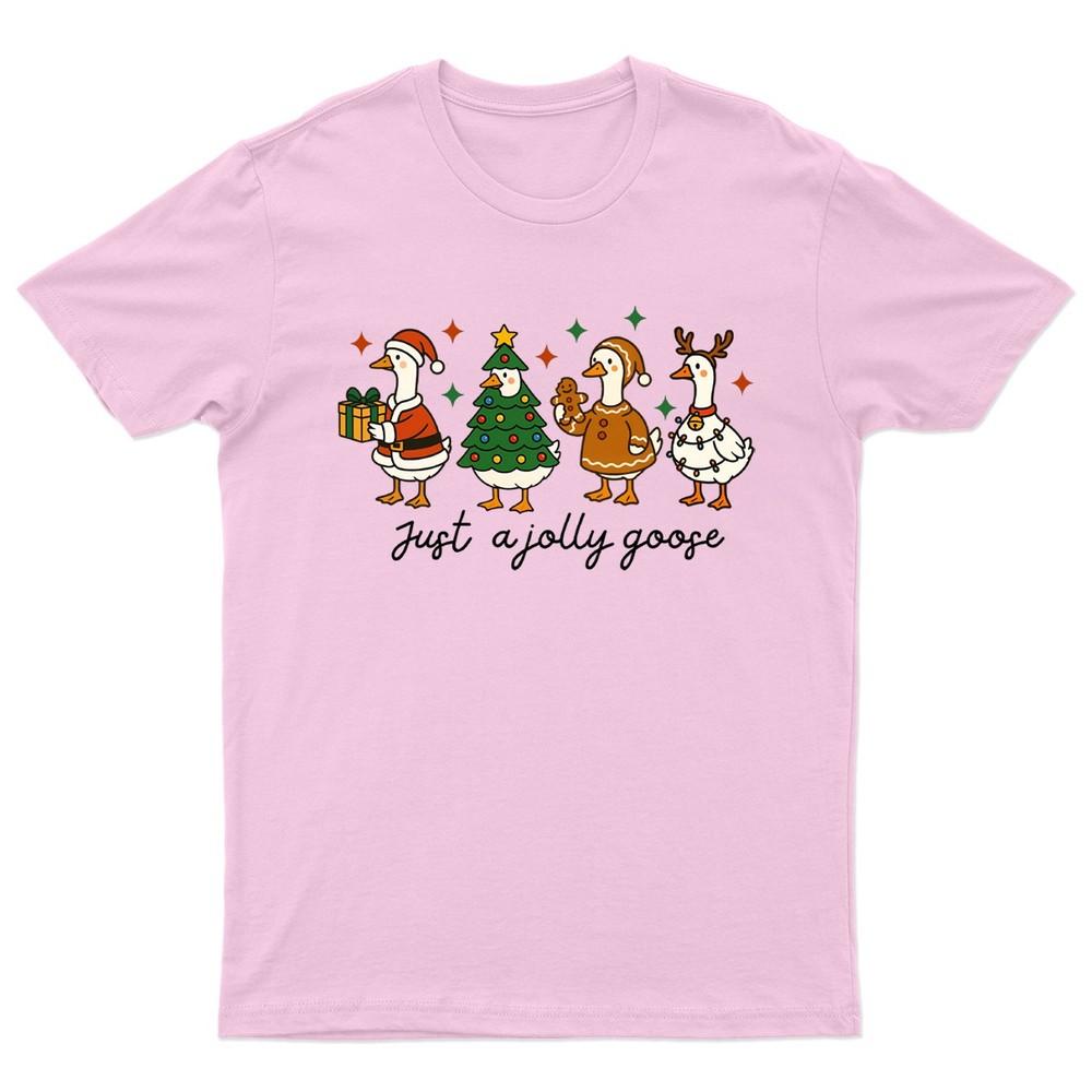Just A Jolly Goose TShirt Unisex Gift Retro Seasonal Funny Xmas Santa Unisexs a