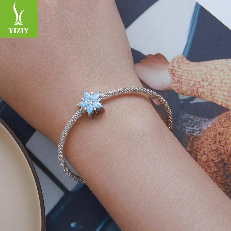 Christmas Snowflake 925 Silver Bracelet Beaded, Ice And Snow Winter Diy Bead Accessories Bsc719