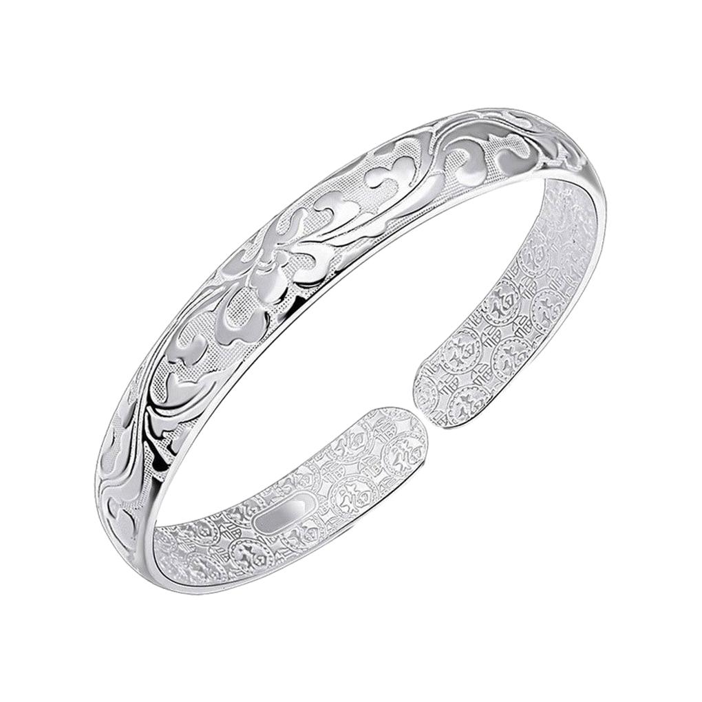 Women Jewelry Sterling Silver Bracelet Fashion Cuff Bangle Chain Bracelets
