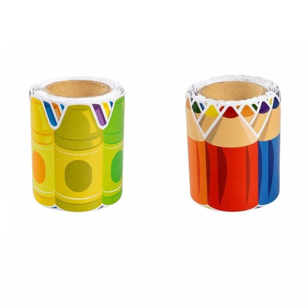 3D Visual Effects Border Trim Waterproof Self-adhesive Pencil Pattern Border Chalkboard Border DIY Noticeboard Trim Kidrooms
