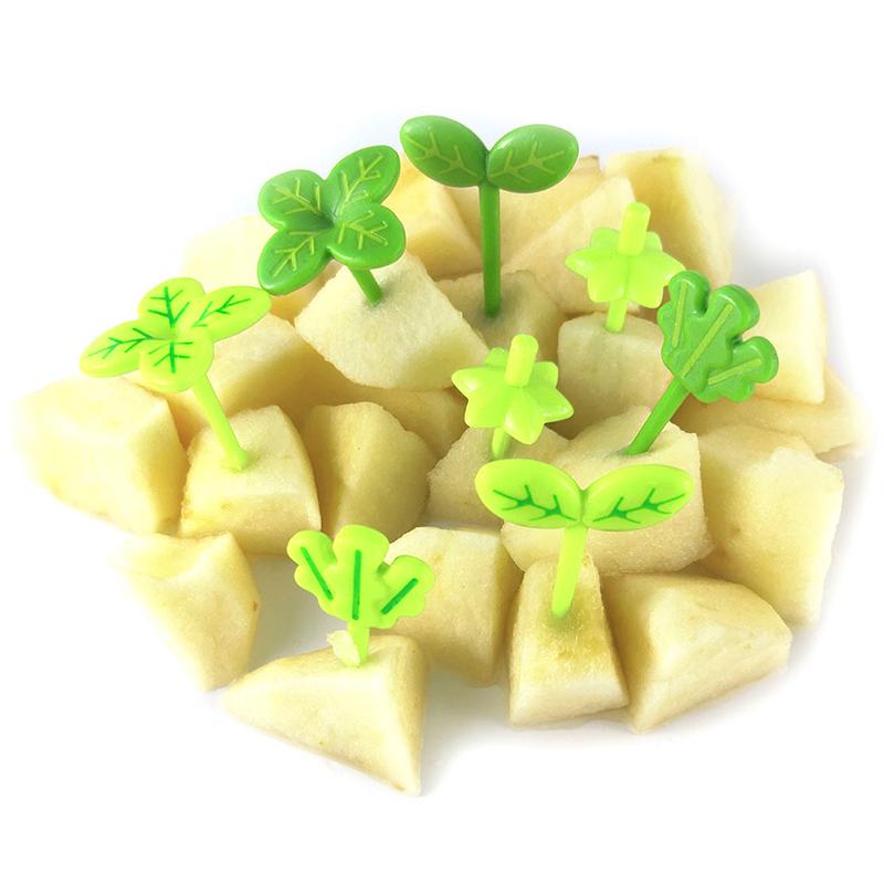 8Pcs/Set Fruit Fork Toothpick Leaves Decoration Lunch Box Bento Accessories