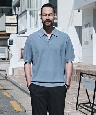 STCO Diems Ice Touch Collared Short Sleeve Knit_Blue (Classic Fit)_Dktxb03Csl
