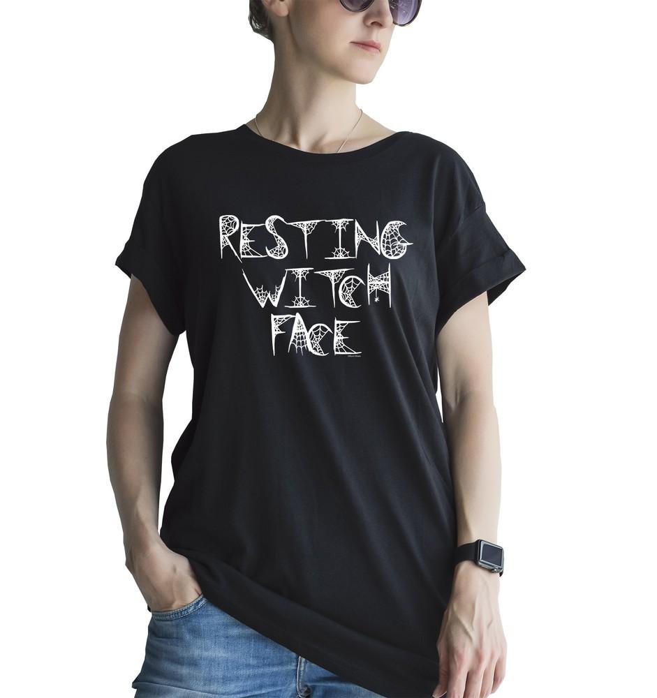 

Женская футболка RESTING WITCH FACE ХЭЛЛОУИН Слоган Девушки СЛЕНГ Костюм 4XL