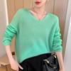 Mulberry Silk V-neck Sweater: Soft, Lightweight Velvet Knit, Women's Loose Fit for Autumn/Winter.