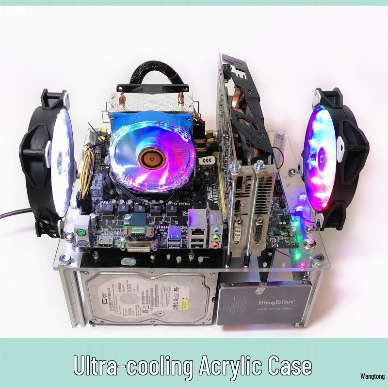 Einfaches Acryl-Gehäuse mit offenem Rahmen für MATX/ITX-Motherboards
