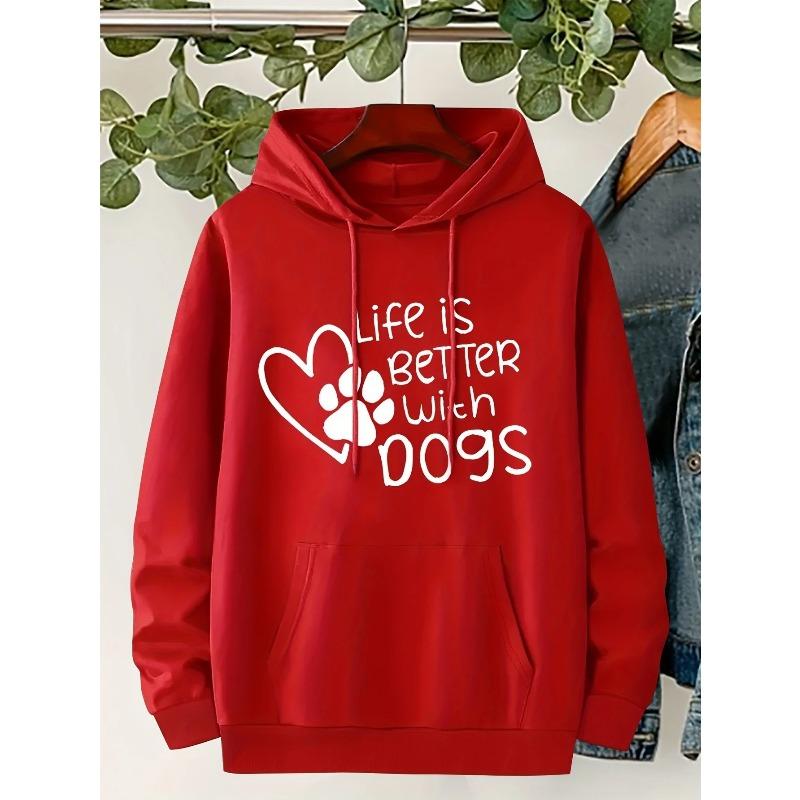 Autumn Winter Dog Claw Claw Print Love Letter Cute Printed Women's Comfortable Sweatshirt Sportswear Casual Clothing