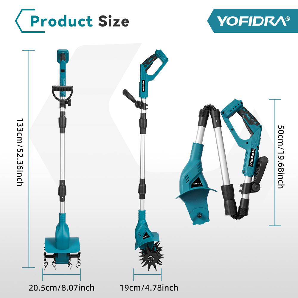 Yofidra 1200W Electric Scarifier Electric Garden Tiller Garden Cultivator Rototiller Lawn Mower Tool For Makita 21V Battery Pin
