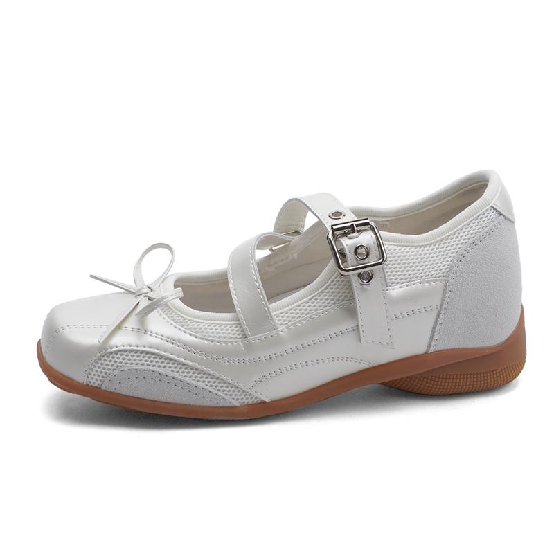 

Fashion 2025 New Women s Mary Janes Bow-knot Breathable Ballet Women Shoes Square-toe Non-slip female Loafers 43 белый