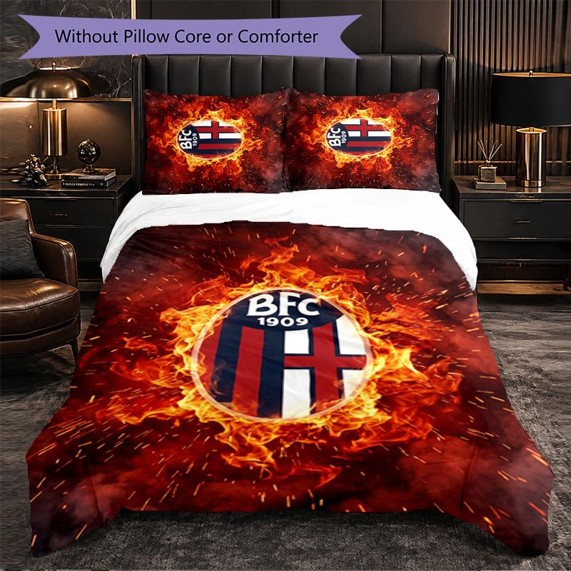 Bologna FC Themed Bedding 3Pcs Duvet Cover Set Decorative Bed Linen For Teen Room Home Decoration