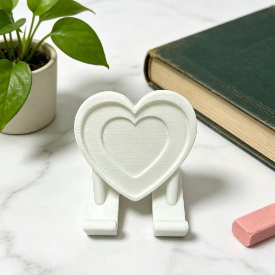 Heart Cell Phone Holder 3D Printed Love Heart Shaped Mobile Phone Stand Valentine's Day Gift for Home Office Desktop Decoration