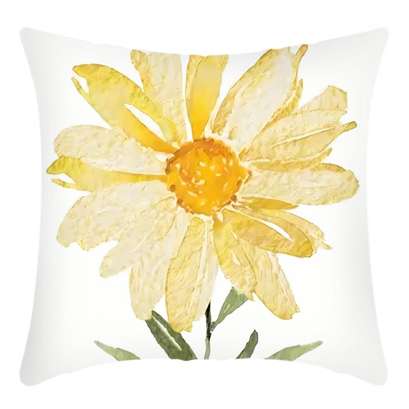 New Linen Short Plush Green Plant Plant Daisy Printed Letter Print Pillow Case Home Sofa Premium Durable Quality 45 * 45Cm pillowcase