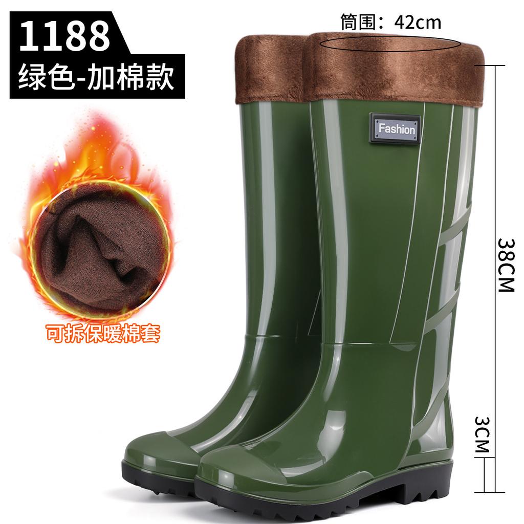 Men's green rain boots labor boots tall rain boots gray fashion protective men's water shoes outdoor camouflage water boots men's boots