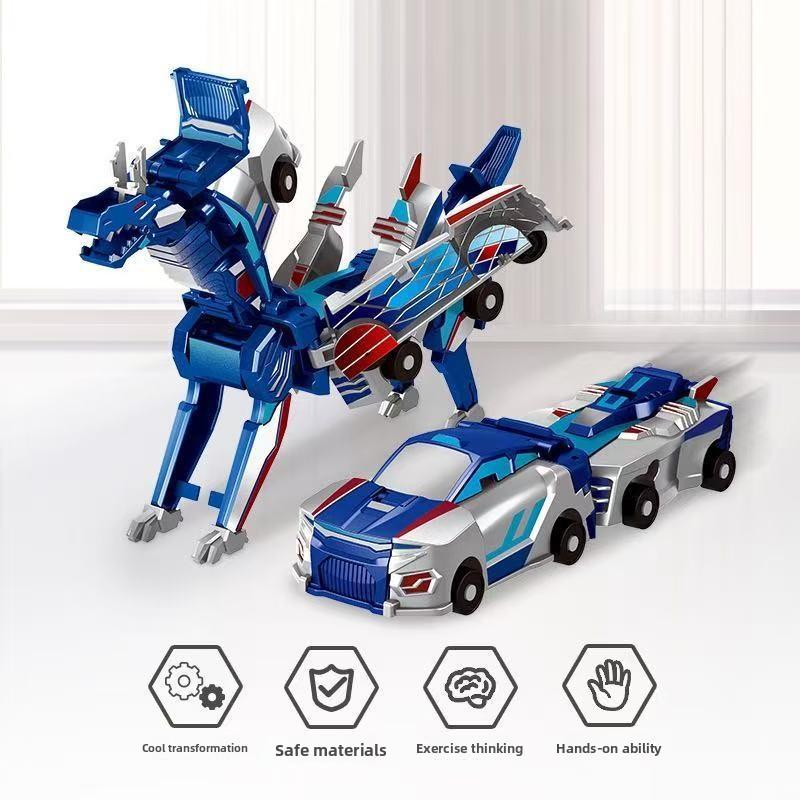 Non-Toxic Collision Transforming Dinosaur Car Toy Magnetic Dinosaur Transformer Car Transform Into Dinosaurs Fun Transforming Cars