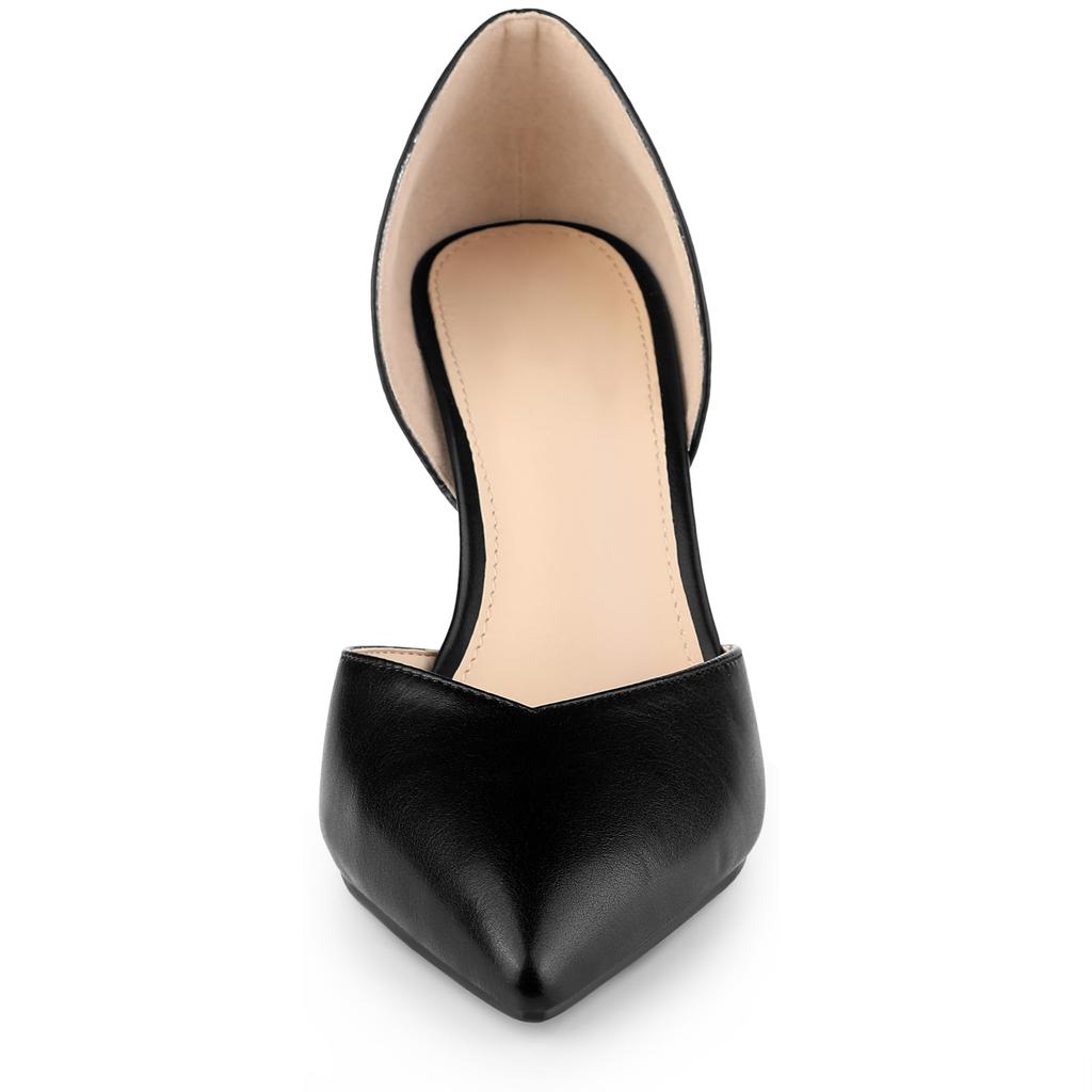 Allegra K Women's Pointy Toe Slip-On Stiletto Heel Pump Sandals, Black, Size 27.5