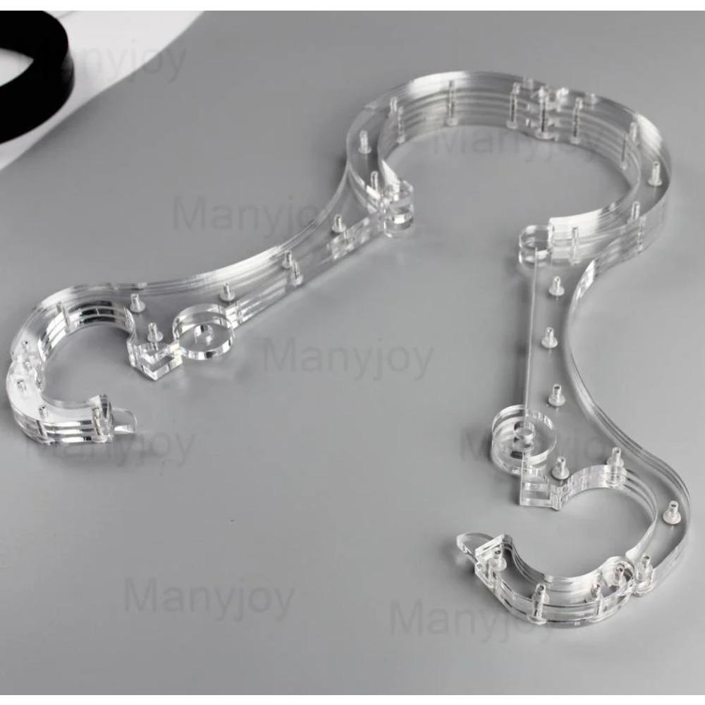 Luxury Clear Crystal Pillory Cangue Collar Neck Ring Oval Handcuffs Wrist Restraint Lock Bondage Yoke Sex Toy for Men Women