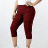 Pantaloni Capris da Donna Taglie Forti a Coste Elasticizzati Corti Comodi con Design Pull-On