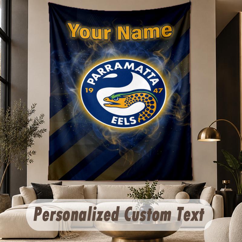 Custom Text Tapestry Parramatta Eels Print Wall Tapestry Indoor Living Room Wall Decor
