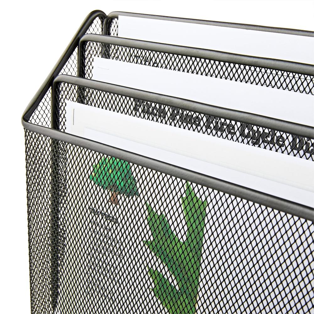 Wall Mount Metal File Organizer 3 Tier Mesh Holder Documents Reports Folders and Magazines Office Desk Storage Solution
