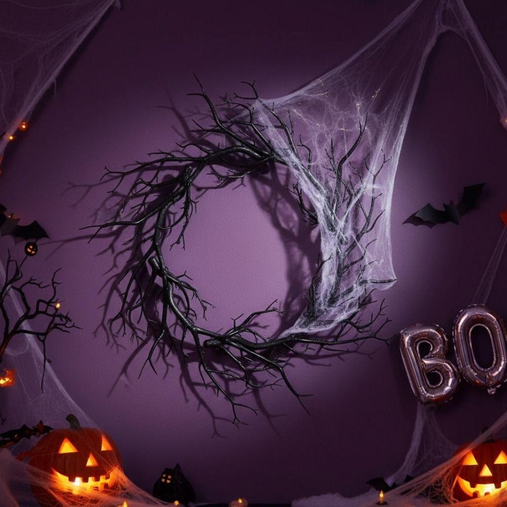 Artificial Twisted Twigs Halloween Black Branch Garland Halloween Spooky Wreath Haunted House