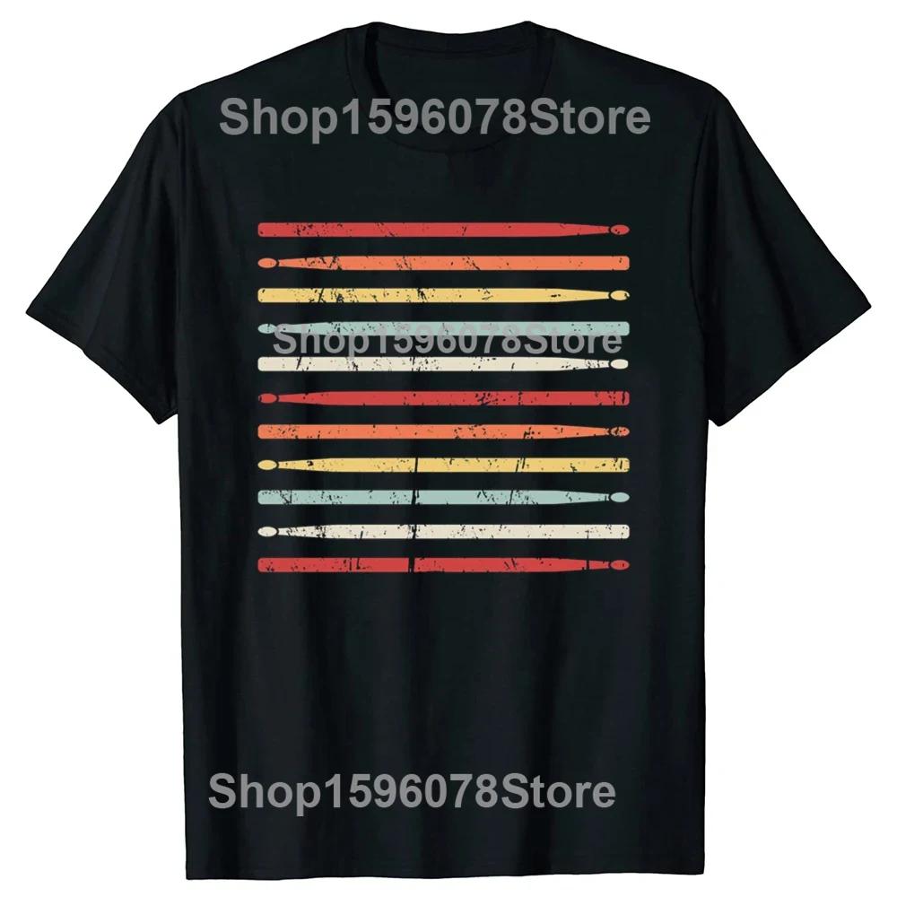 Lustig Der Groovefather Vintage Schlagzeuger Klassische T-Shirts Herren Damenmode Lässiges T-Shirt 100% Baumwolle Locker Übergroßes T-Shirt