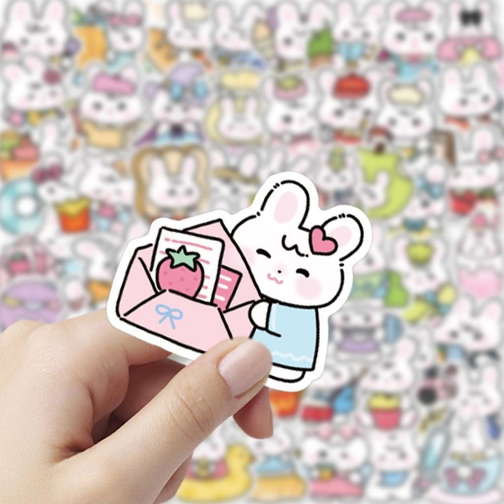 100Pcs Kawaii Miffy Rabbit Stickers Cute Cartoon Rabbit Fun Decorative Notebook Planner Waterproof Stickers