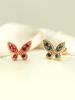 Minimalpiercing 14K Antique Colorful Butterfly Piercing Earrings