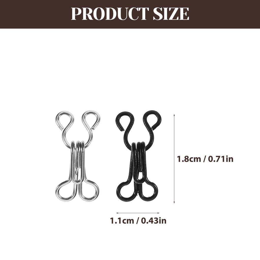 50Pcs Innerwear Buckle Sewing Hooks and Eye Closures Metal Rustproof Fastening for Bra Clothes Skirts Trousers