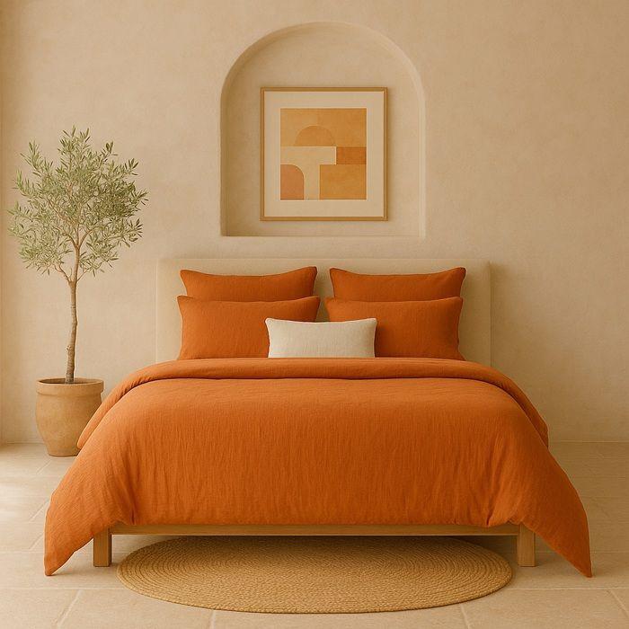 Taie d'oreiller en gaze de coton lave 50 x 70 cm Douce safran mineral