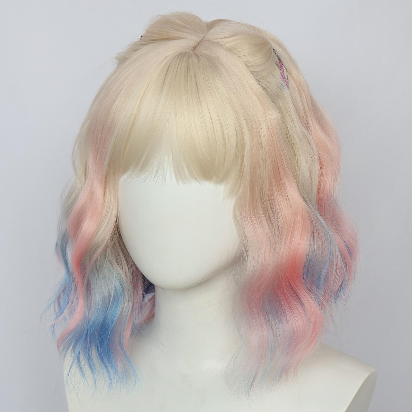 New Movie TV Series Wednesday Cosplay Wig Little Red Riding Hood 2 Enid Sinclair Light Brown Small Short Curly Hair 120% Density (Pink,35CM) розовый