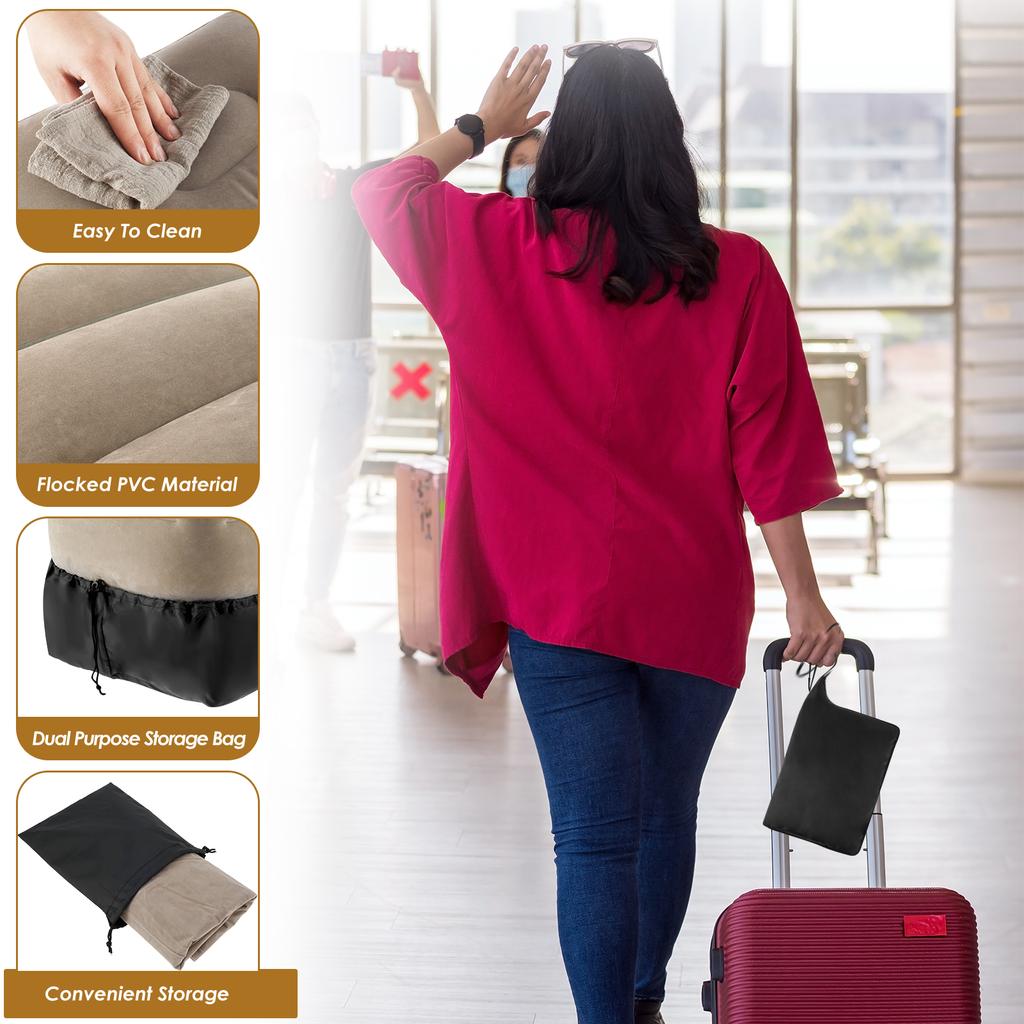 Inflatable Footrest Pillow Portable Travel Foot Pad 3 Layer Height Adjustable Airplane Train Car Bus Kids Bed Foot Rest Pad