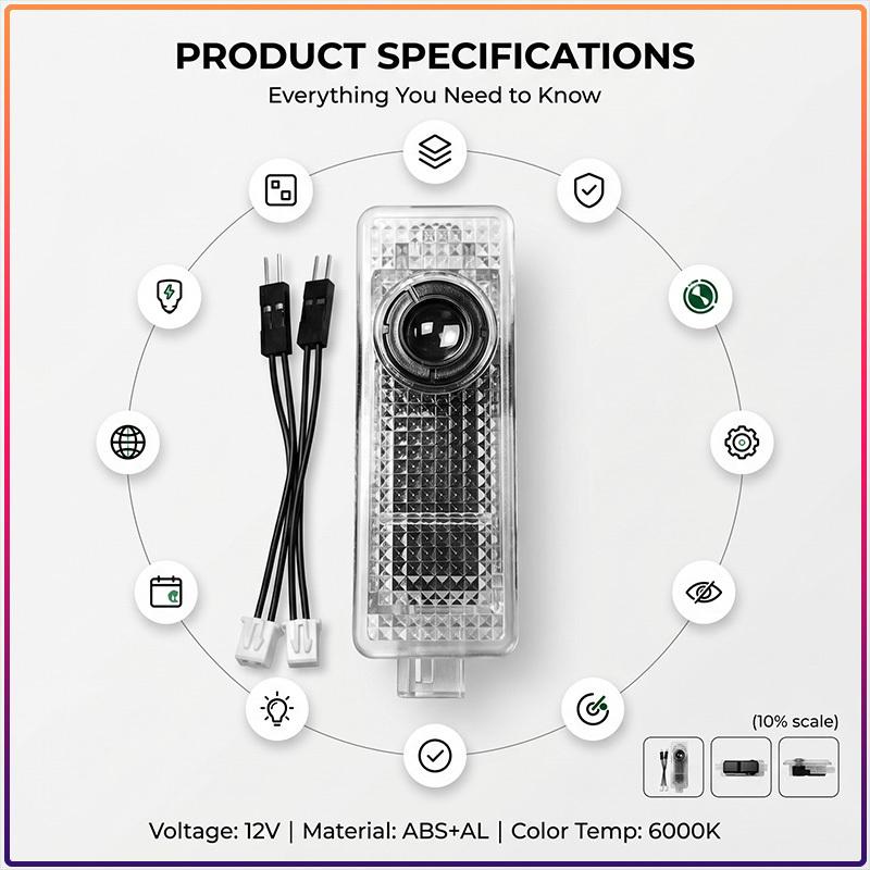2 Pezzi Proiettore Ombra LED per Portiera Auto Lampada Benvenuto Wireless Styling Per Jaguar XFR XF Sportbrake F-Type S-Type E-Pace I-PACE Svr XJ