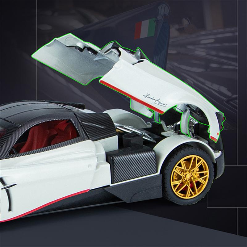 1/24 Scale Huayra Diecast Car Model Toy, Pull Back Toy Vehicle with Sound and Light for Kids Toddler Boys Girls Gift Collection