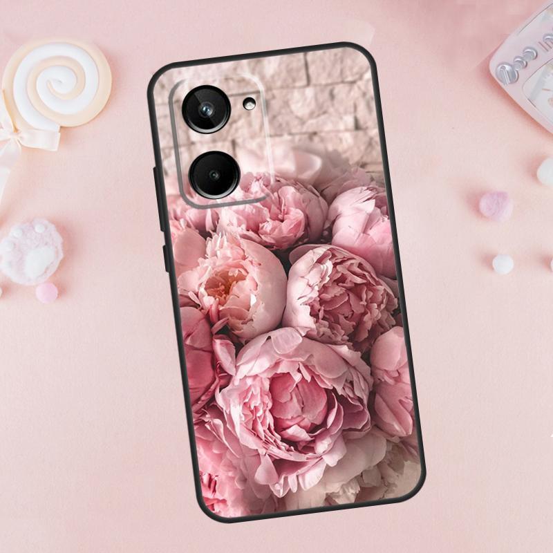 Elegant Pink Purple Peony Flower For Realme 9 10 11 12 Pro Plus GT5 GT Neo5 C21Y C25s C30 C31 C33 C35 C51 C53 C67 C55 Case