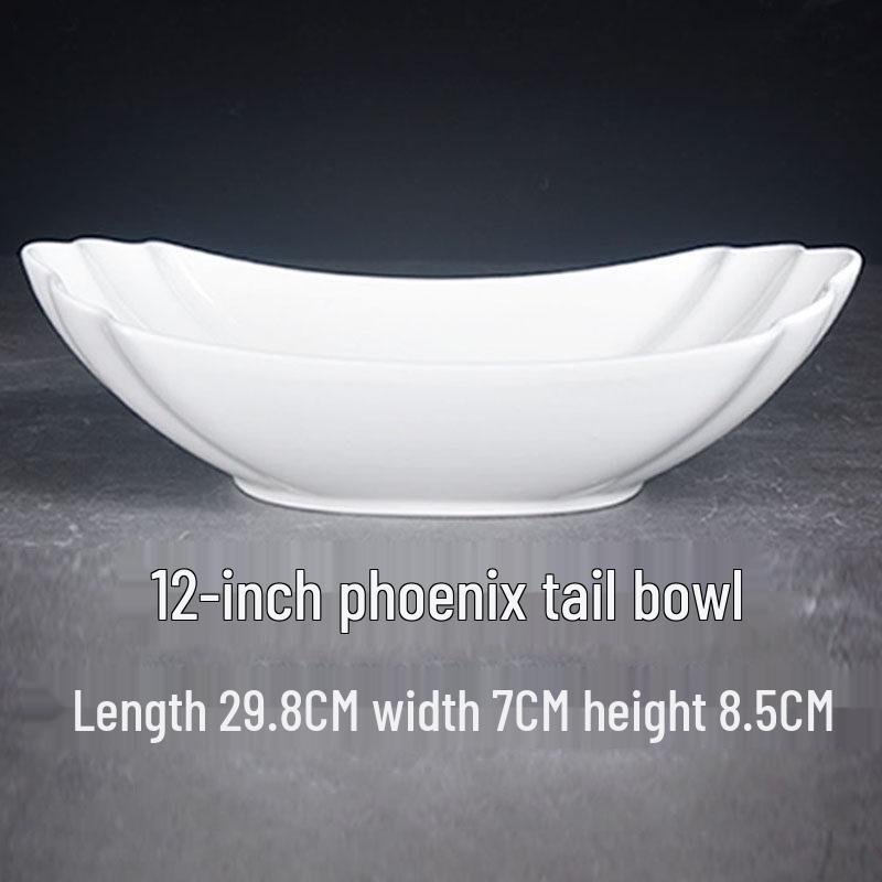 Irregular Shaped Ceramic Peacock Tail Bowl - Creative White Tableware for Salads and Dishes