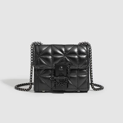 Bag Women's Crossbody Bag Ins Niche Versatile High-end Texture Diamond Chain Black Mini Bag