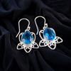 925 Sterling Silver Swiss Blue Topaz Gemstone Elegant Jewelry Earrings For Wife EE-40-8